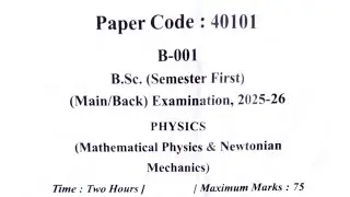 Mjpru B.Sc 1st Semester Physics Question Paper 2025-2026