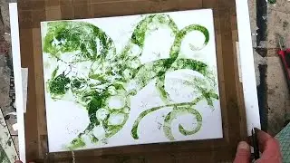 Monoprinting using cut-outs and templates.