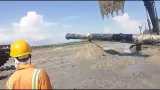 Excavators dredging work 