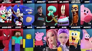 Sonic vs Spider-Man vs Peppa vs MrBeast vs Roblox vs Minecraft vs Brainrot vs Fortnite | Super Smash