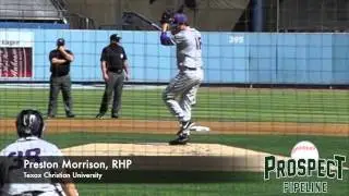 Preston Morrison, RHP, Texas Christian University, Pitching Mechanics at 200 fps #mlbdraft