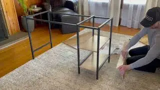 Обзор компьютерного стола, 47-дюймовый небольшой стол с полками для хранения, офисный стол WOODYNLUX