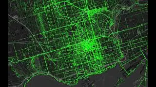 Dense grid of walks and bike rides in central Toronto, 256X speed