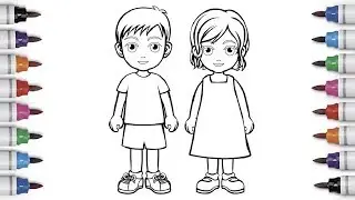 How to color Happy Kids coloring pages