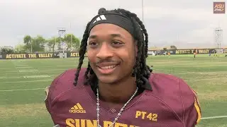 Alabama transfer WR Jaren Hamilton after ASU Monday spring practice (04/14/2025)