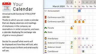 Your Calendar Universal multi functional calendar  Team, rental, multipurpose calendar
