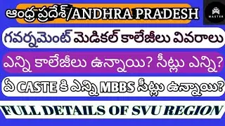 AP GOVERNMENT MEDICAL COLLEGES DETAILS| SVU REGION GOVT MEDICAL COLLEGES