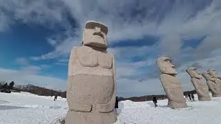 The Giant Moai Statues of Sapporo in Winter | Makomanai Takino Cemetery