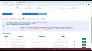 MGU - UGP - How to give options  in accordance with Programme - Specialisation combinations