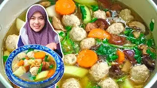 Sayur air ayam tokol bulat2 masuk buah kundor /kengjcet ayam.. แกงจืดไก่ก้อนวุ้นเส้น