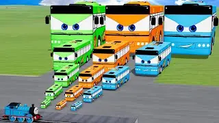 Big & Small Colors Buses Lightning Mcqueens vs Trains | BeamNG.Drive