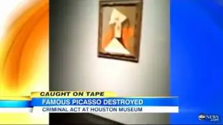 Picasso Painting Vandal Caught on Tape Spray-Painting a Bull on Famous Image