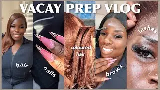 MAINTENANCE VLOG : VACAY PREP! BROWN HAIR INSTALL, BROWS, CHEETAH NAILS, BRAID DOWN | Angeline Kors