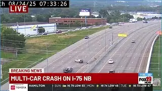 All lanes shut down at I-75 near Shepherd Lane due to multi-vehicle accident