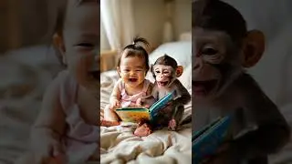 Bebe e Macaco Rindo #cupcut #funny baby #fyp #viral_video #tiktoktips #foryou #babymonkey