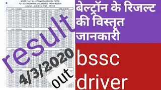 Bihar beletron result 2019| bssc driver letest news| Result category wise| typing test result out