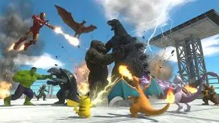 Superheroes Face Their Biggest Threat - Kaiju and Pikachu - Animal Revolt Battle Simulator