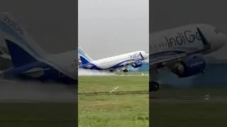 IndiGo TakeOff in Rain | AirBus-320 | #shorts #trending #aviation #viralshorts #indigo #rain