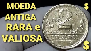 MOEDA RARA de 2 CRUZEIROS  (MAPA DUPLO) ANTIGA e MUITO VALIOSA 💰 confira !!!
