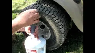 Tire repair on rim  Tireject sealant Craftsman tractor