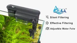 AQQA Hang On Back Aquarium Filter, Upgrade Activated Carbon Biochemical Filteration Adjustable