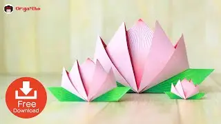 Origami lotus flower & Free Printable Origami Paper (difficulty level: 2★★) 折り紙の蓮の花と無料折り紙印刷用紙