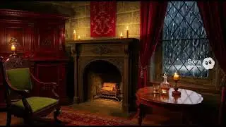 Medieval Stone Library in the Rain | 1 Hour Cozy Study, Reading & Relaxation