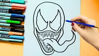 How to Draw a Venom ll Venom face drawing easy steps by step