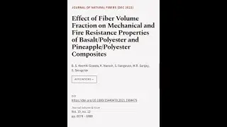 Effect of Fiber Volume Fraction on Mechanical and Fire Resistance Properties of Basal... | RTCL.TV