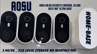 AOSU Solar Security Cameras, 2K QHD with 166&deg; Ultra-Wide, 32G Local Storage No Monthly Fee Home-base