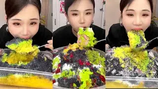 ASMR YY BLACK🖤JEWELRY ICE EATING WITH MATCHA AND MILK POWDER 