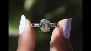 Elongated Old Mine Cushion Moissanite Three Stone Ring