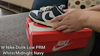 W Nike Dunk Low PRM White/Midnight Navy unboxing