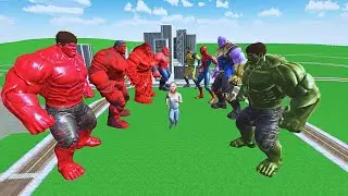 Team Avengers vs Team Red Hulk - Epic Super Heroes Battle - Indian Bike Driving 3D