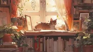 Sunny Window | Cat's Naptime | Luna's Peaceful Slumber on the Bookshelf  Sunlight and Cozy Home | 🐈😴