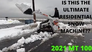 Bobcat MT 100 snow removal at a million dollar waterfront home! Plowing driveways!