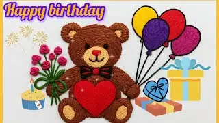 Birthday Special Embroidery|Teddy with Heart & Balloons #birthday #gifts #handmade  #balloon #viral 