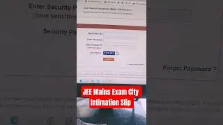 JEE mains exam City Intimation Slip #ranjantech64 #internet #cyber #ytshorts