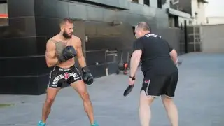 Andrew Tate Vs Ex Kickboxing Coach Amir with Table Tennis Rackets as Pads #topg #tate #tatebros
