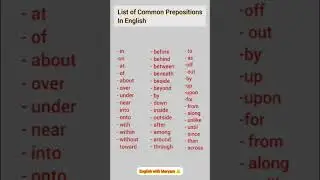 Examples of Prepositions#All Prepositions#English with Maryam