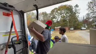 Southern Santa unloading donations in North Carolina for the Flood Victims