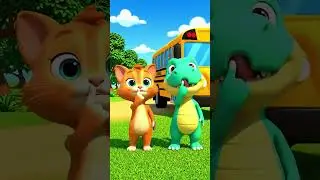 🚌 BEEP BEEP DINO! | The Wheels on the Bus Shorts | Ginger & Dino 🦖🐱