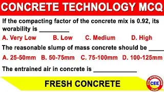 Concrete Technology MCQ's | Fresh concrete mcq | mcq on fresh concrte | concrete technology