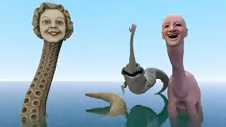 WHO IS THE STRONGEST SEA MONSTER NEW AUNT TENTACLE VS WE SWAM TOO FAR IN THE OCEAN! In Garry`s Mod