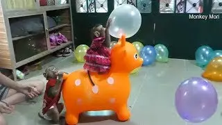 Very Wonderful Mori And Dodo Playing Balloon Very Happy With Mom