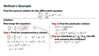 Example 1 Undetermined Coefficient Method 2 ODE