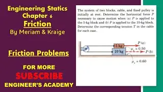 Determine horizontal force P necessary to cause motion. | Chapter 6: Friction | Engineers Academy