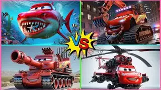 McQueen Helicopter🆚McQueen Tank🆚McQueen Excavator🆚McQueen Shark - Tiles Hop EDM Rush 🎶