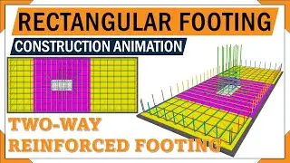 Rectangular footing rebar | foundation reinforcement details | 3d animation of Rc Footing