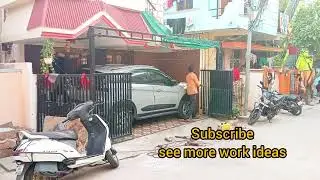 Car parking Gate fitting without pillars and compound wall@Khasim-fabrication-ideas #fabrication 